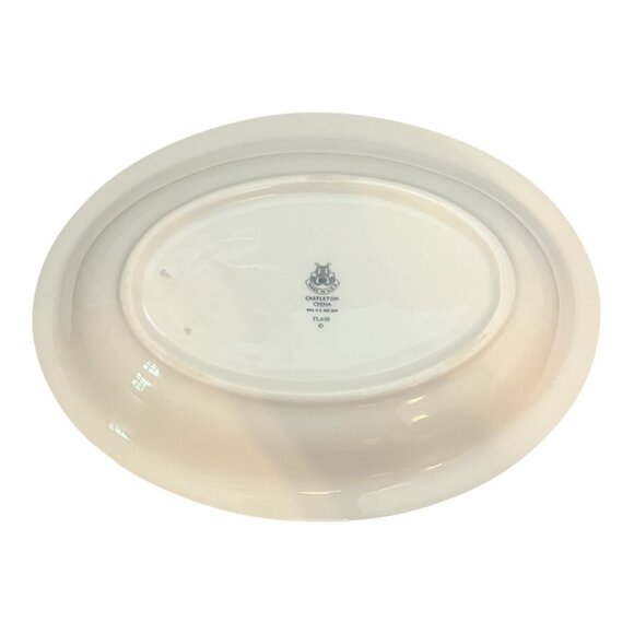 Castleton China Flair 10" Oval Vegetable Serving Bowl With Gray & Pink Floral De - Picture 6 of 7